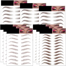 Eyebrow Tattoo 8 Sheets, 72 Pairs Eyebrow Tattoo Sticker Waterproof 10D Hair-Like Temporary Eyebrows Peel Off Brows Grooming Transfers Stickers Makeup for Women, Brown/Coffee