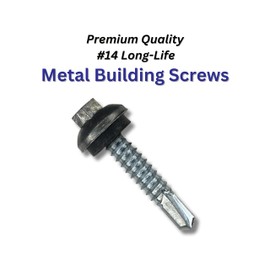 EAGLE 1 Long-Life Metal Roofing Screws: #14 x 1.25 Dome Cap Metal Building Screws (250-Count), Self-Drilling Tip, EPDM Washer, Multiple Colors/Includes 5/16" Magnetic Hex Bit Driver (S. Tan, 250)