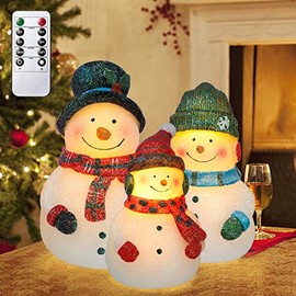Impress Life Christmas Snowman Flameless Candles with Remote, Holiday Theme LED Candles, Battery Operated Real Wax Candles for Bedroom Party Winter Xmas Decor - Set of 3