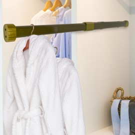 Beyeutao Champagne Closet Rod Pull Out Rod for Closets Hanging Closet Rod 16"-27" Aluminum Alloy Closet Rod Extender Hang Up Clothes Ties Scarves Closet Accessories Sturdy and Stable