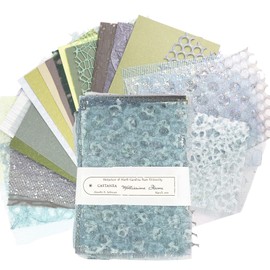 30Pcs Scrapbook Papers Mulberry Paper, A5 Craft Textured Paper, Vintage Scrapbook Paper Decorative Paper, Mulberry Mesh Fabric Special Paper Used for Scrapbooking Art Card Making (Green)