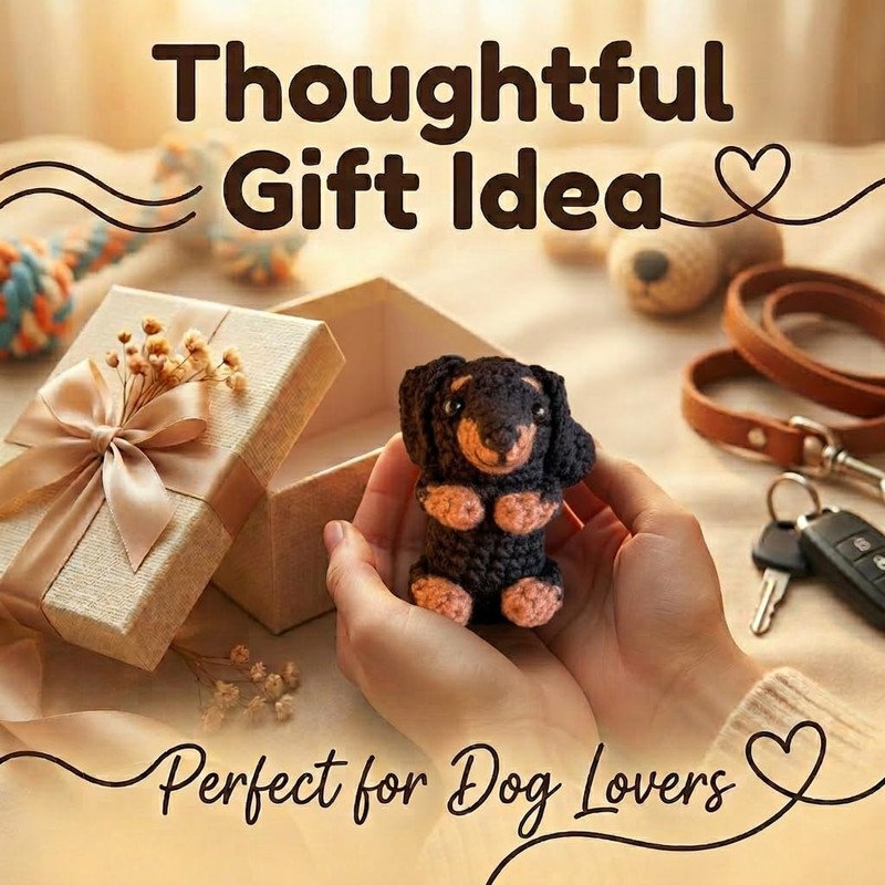 Crochet Dachshund Car Accessories Weiner Dog for Rear View Mirror,