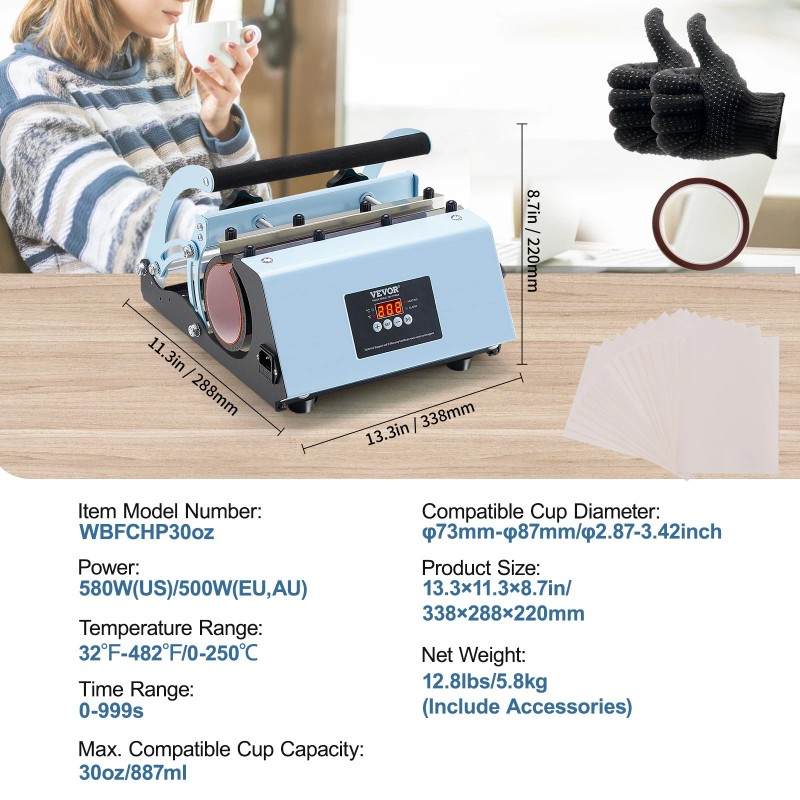 VEVOR Tumbler Heat Press Machine 11-30oz Mug Press Sublimation Tumblers
