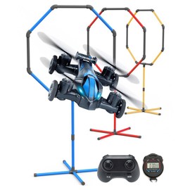 Micro Mack Racing RC Drone & Obstacle Course Kit with 3 Hoop Sizes & Stopwatch Gift for Kid