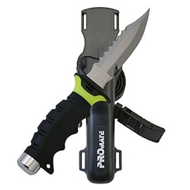 Promate KF510-nYellow, Sharp Tip Stainless Steel Knife for Scuba Diving Snorkeling