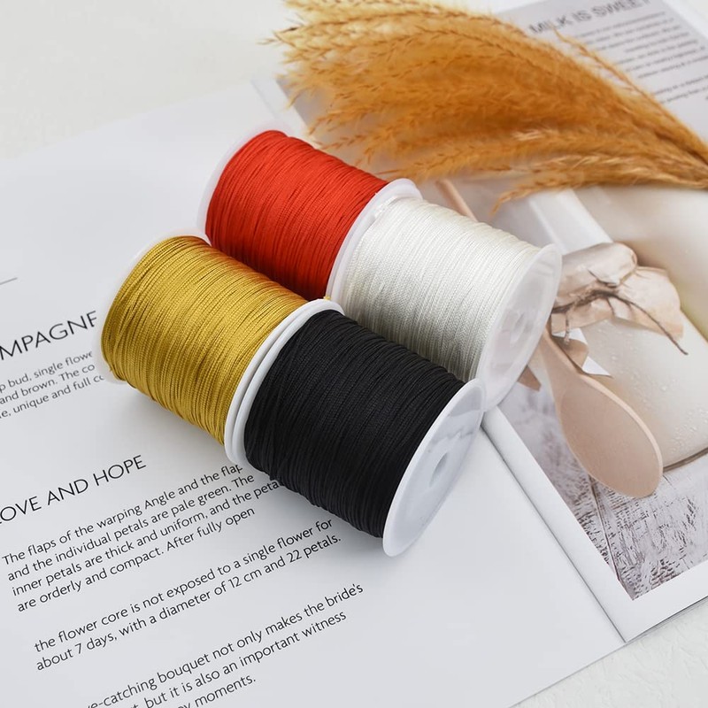 TONIFUL 1mm x 100 Yards Black Nylon Cord Satin String