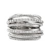 QUSIIOSLK 925 Sterling Silver Multi-Row Twist Criss Cross Ring Entwined