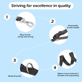 Wisedog 16 FT Hands Free Dog Leash, Comfort and Safety Padded Handle & Heavy Duty Metal Clasp - Two Handle Dog Leash Adjustable Lengths for Handless Walking Training Running with Crossbody, Black