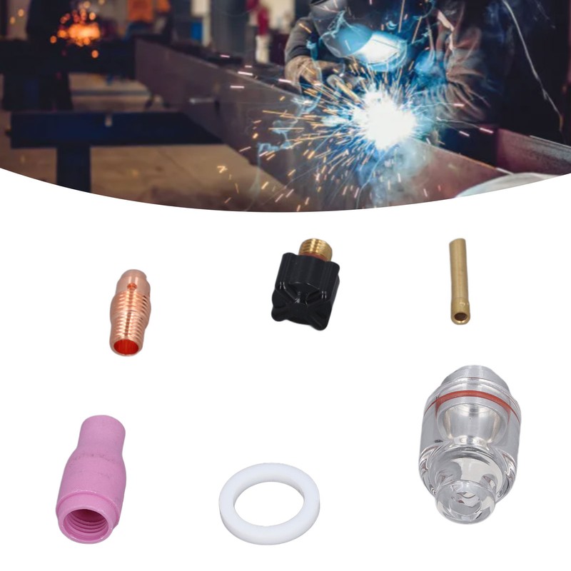 6Pcs TIG Welding Accessory Set 4# Ceramic Nozzle 2.4mm Electrode