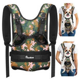 Pawaboo Pet Dog Front Carrier Backpacks, Legs Out Pet Carrier Backpack for Dogs, Adjustable Easy-fit Dog Chest Carriers for Small Medium Dogs Hands Free for Travel Hiking Cycling Camping, M, Camo