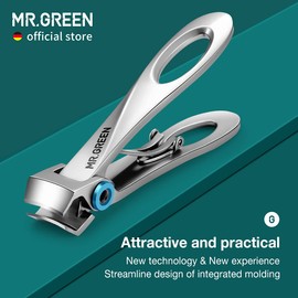 MR.GREEN Nail Scissors with Wide Jaw Sharp Nail Scissors Stainless Steel Nail Scissors Manicure and Pedicure Tool for Men and Women (Blue)