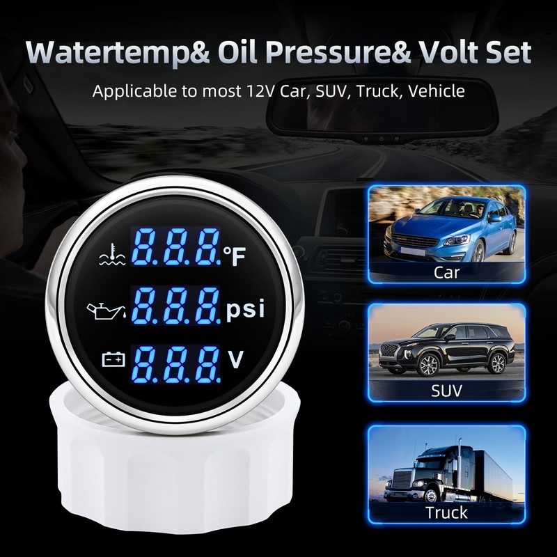 ARTILAURA Triple Gauge Set 3in1 (Oil Pressure+ Water Temperature +