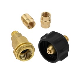 4 Pack QCC1 Nut Propane Gas Fitting Adapter with 1/4 Inch NPT Male Pipe Thread, QCC1 Connector × 1/4'' Male NPT, 1/4" x 1/4" NPT Female Pipe Fitting for BBQ, Camping, Outdoor Cooking, Soild Brass