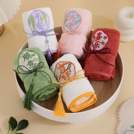 2025 New Collection: International Embroidered Tassel Towel - Wedding Favor & Bridesmaid Gift with Luxurious National Style Green Towel 35x75cm (Set of 2) 10ea