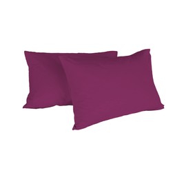 Italian Bed Linen Max Couple of Plain Color Pillowcases, 100% Cotton, Fuchsia, 52x82cm