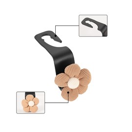 KHGUZ 4PCS Car Headrest Hooks, Cute Flower Vehicle Seat Organizer Hooks for Purses and Bags, Portable Automotive Purse Hanger Holder Decoration, Universal for SUV, Sedan, Truck (Orange/Black)