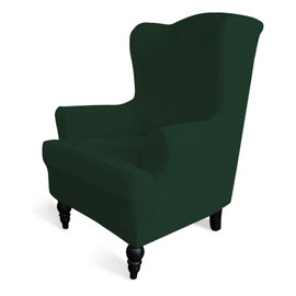 Easy-Going Stretch Wingback Chair Sofa Slipcover 1-Piece Sofa Cover Furniture Protector Couch Soft with Elastic Bottom Polyester Spandex Jacquard Fabric Small Checks(Wing Chair,Dark Green)