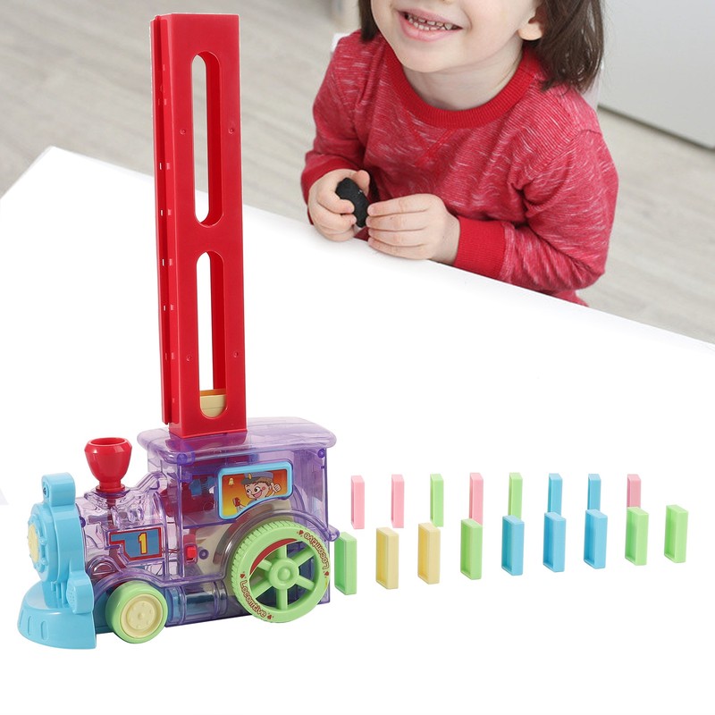 Domino Game Car Toy Set DIY Automatic Placement Domino Train