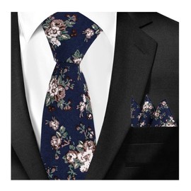 Conjunto de pañuelos de algodón y lino para hombre a juego, Azul marino y blanco, Talla única