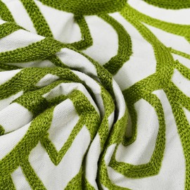 GENVER Green Geometric Embroidered Throw Pillow Covers, Boho Geometric Decor Pillowcase for Farmhouse Couch Living Room Sofa Bedroom Chair Office Shop 18 x 18 Inches