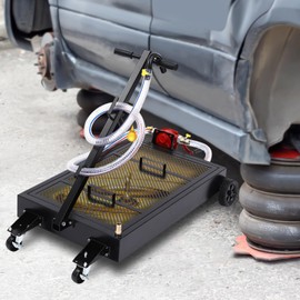 CNCEST Oil Drain Pan 15 Gallon Oil Drain Tank,57L Low Profile Oil Drain Pan,Large Capacity Oil Change Pan Foldable Hand,with Pump,7.2Ft Hose,Swivel Casters Wheels for Car,SUV,Trucks Oil Draining