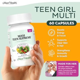 Teen Vitamins for Girls 12-17 - Teen Multivitamin Supreme with D3, Iron, Calcium, Biotin, Digestive Enzymes – Teenager Girl Multi Vitamins for Energy,