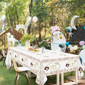 MEHOFOND 3 Pack Mi Bautizo Tablecloths, 108 x 54 Inch Pink Flowers First Holy Communion Tablecloths,Girl Mi Primera Comunión Party Decorations, God Bless Party able Cover Decor