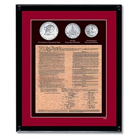 American Coin Treasures Framed U.S. Constitution with All 3 Bicentennial Coins