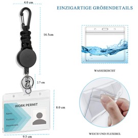 Meekye 1/2/3 PC ID Card Holder with Card Holder, ID Cover ID Yo-Yo Key Ring, Extendable Key with 60 cm Steel Cable, Retractable Key Chain with Carabiner Strong Spring Cord