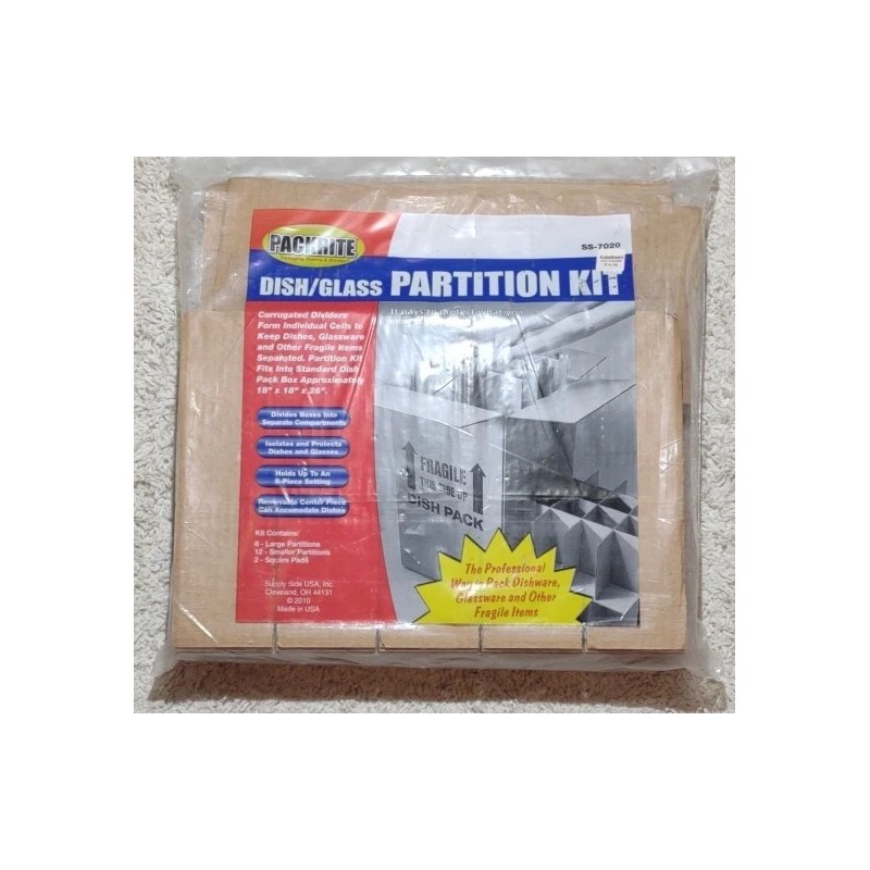Packrite Dish/Glass Partition Packing Kit Corrugated Dividers Kitchen Moving NEW
