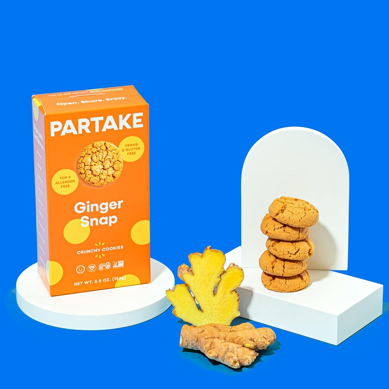 Gluten Free Partake Ginger Snap Crunchy Cookies - Vegan -