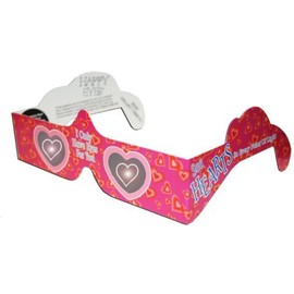 10 3D Paper Glasses, Happy Eyes, Heart Lens, Bulk