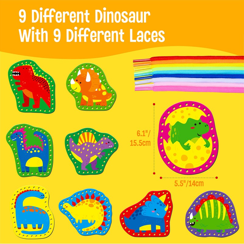 SpriteGru 9 Pieces Kids Lacing Cards, Double Sided Sewing Cards