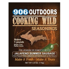 Cooking Wild Seasonings Jalapeno Sausage Seasoning, Seasons up to 5 pounds of Wild Game or Domestic Meat, 4.4 Ounce Packet includes Cure Packet.