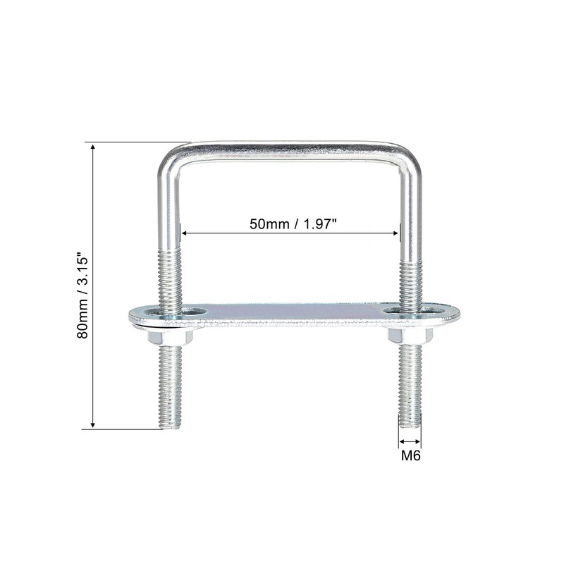 sourcing map M6 Square U-bolt Square Shackle Bolts 50 mm