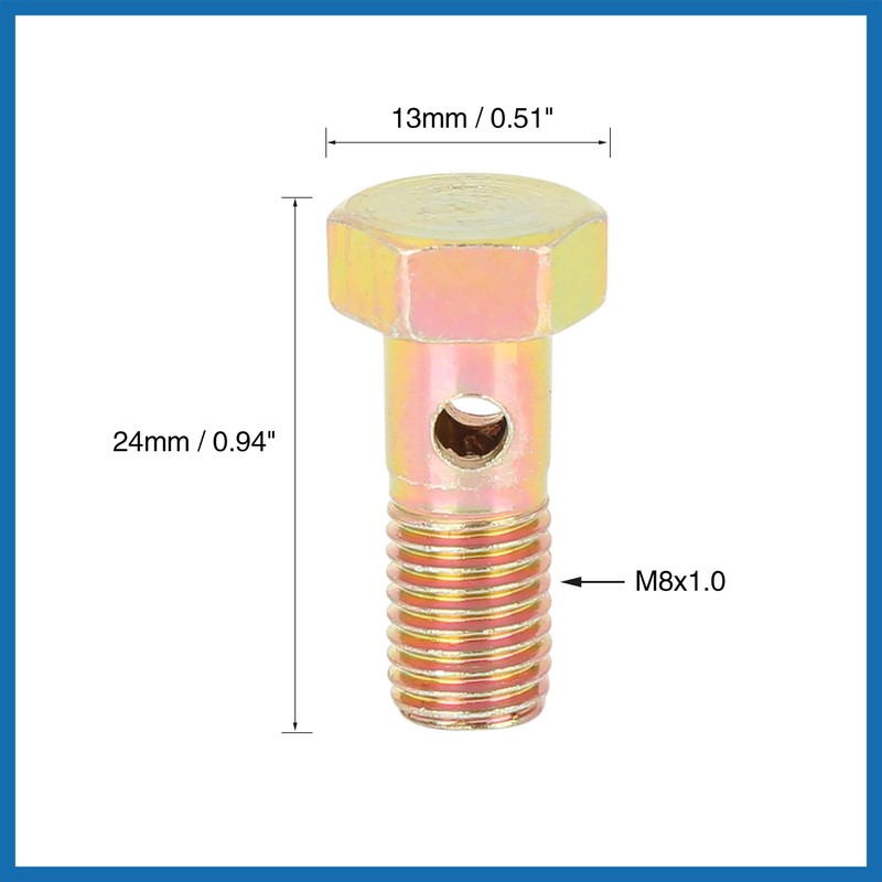 A ABSOPRO M8x1.0mm Metric Thread Banjo Bolts Brake Fitting Adapter
