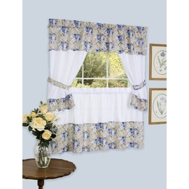 Achim Home Furnishings 58-Inch by 36-Inch Bristol Embellished Cottage 58-Inch by 36-Inch Topper with Swaggers