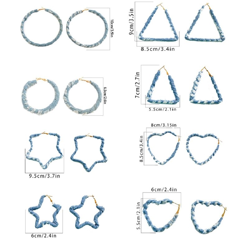 Denim Large Hoop Earrings Cool Jeans Punk Earrings Dennim Geometric