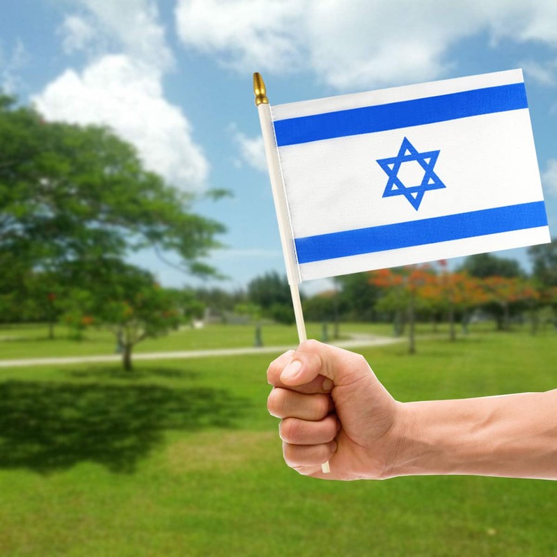 QQSD Israel Small Flag Israeli Stick Mini Hand Held Flags