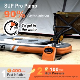20PSI Electric Paddle Board Pump, Smart SUP Pump with 13500mAh Rechargeable Battery Power & DC 12V Car Connector, Inflation and Deflation Air Pump for SUP, Kayaks, Tents, Air Mattress, Pool Floats