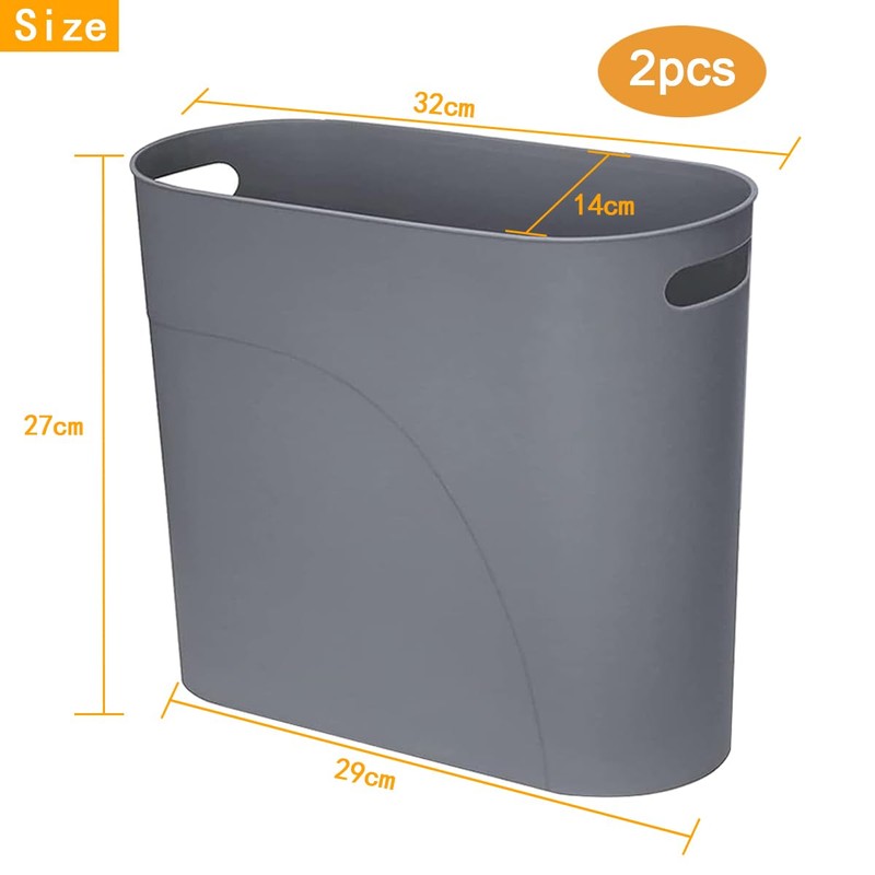 LOSYHU 2 Pack Slim Plastic Trash Can 12L Slim Waste