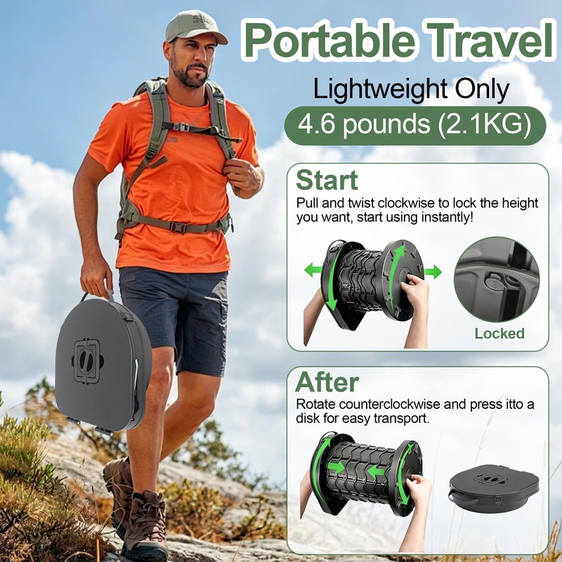 Phamouu Portable Toilet for Camping, Capacity 440LBS Adjustable Height Foldable