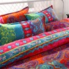 King Size Bohemian Duvet Cover Red and Blue Colorful Boho