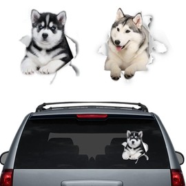 Husky Car Decals 3D Dog Car Decoration Sticker Self-Adhesive Vinyl Waterproof for Car Window Bumper Wall Fridge Toilet Decor