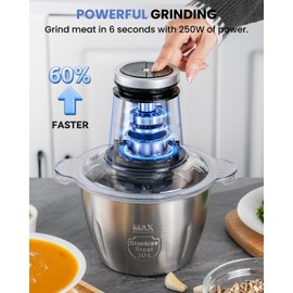 LINKChef Food Processor Small, 10 Cup Food Chopper with Container, 2.3L 600W Electric Meat Grinder for Home Use, Stainless Steel Mini Food Processor for Kitchen, Vegetable, Onion, Garlic, Salad