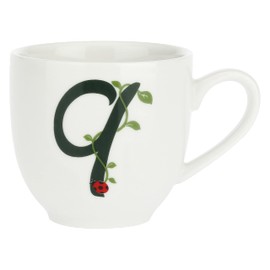 PORCELLANA Solotua Coffee Cup with Saucer Letter 'Q' 3 Oz in Gift Box