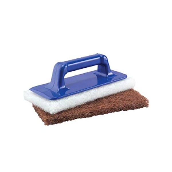 Tolco 280140 Hand Scrubber with 2 Pads, 9.25" Height, 2.5  " Width, Blue/White/Brown
