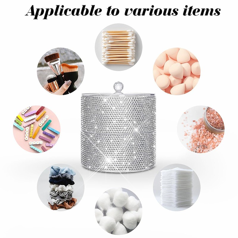 Svpolns Bling Round Dispenser Stackable Apothecary Jar with Clear Lid