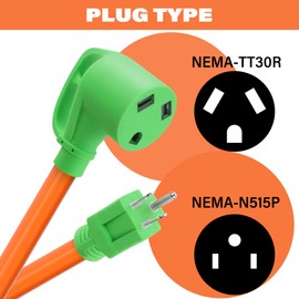 Flameweld Generator Adapter Cord - NEMA TT-30P Male to 14-50R Female Power Dogbone with Handle, 30 Amp to 50 Amp Up to 7500W STW 10/3 AWG RV Generator Adapter Cord, UL