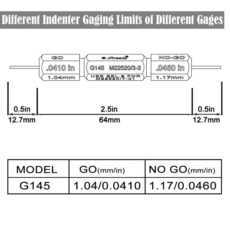 JRready G145(M22520/3-03) Go-no-go Gauge for YJQ-W7A(M22520/7-01) Terminal Wire Cable Crimper